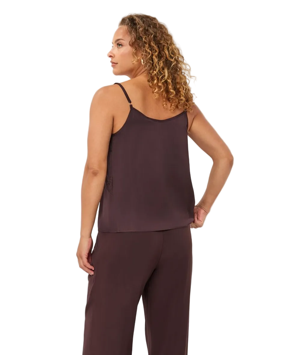 Lace Satin Cami-Cocoa