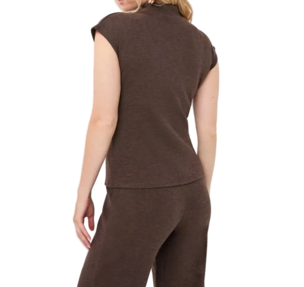 Sleeveless Mock Neck Top-Cocoa