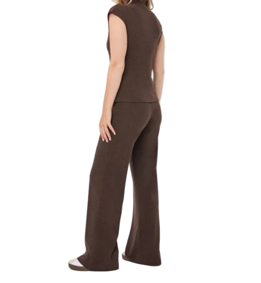Knit Trouser Pants-Cocoa