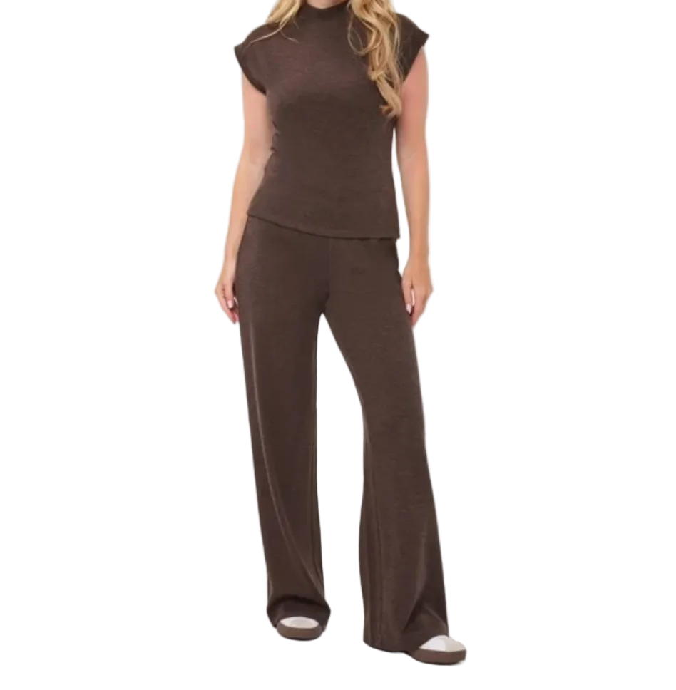Knit Trouser Pants-Cocoa