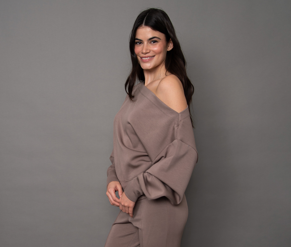 Ophelie Off Shoulder Top-Brown