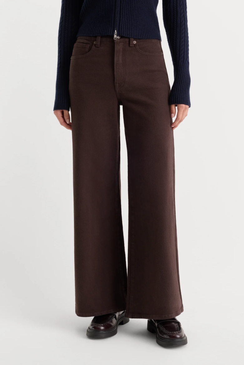 Good Waist Palazzo Ankle Jeans-Espresso