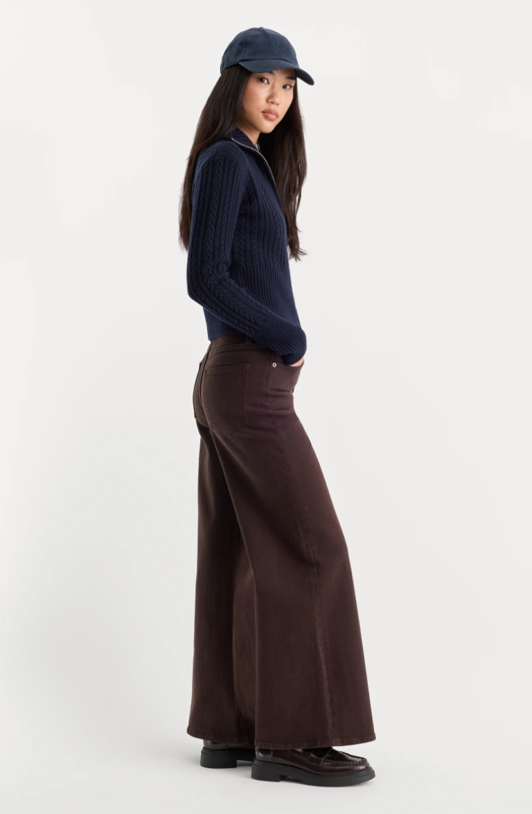Good Waist Palazzo Ankle Jeans-Espresso