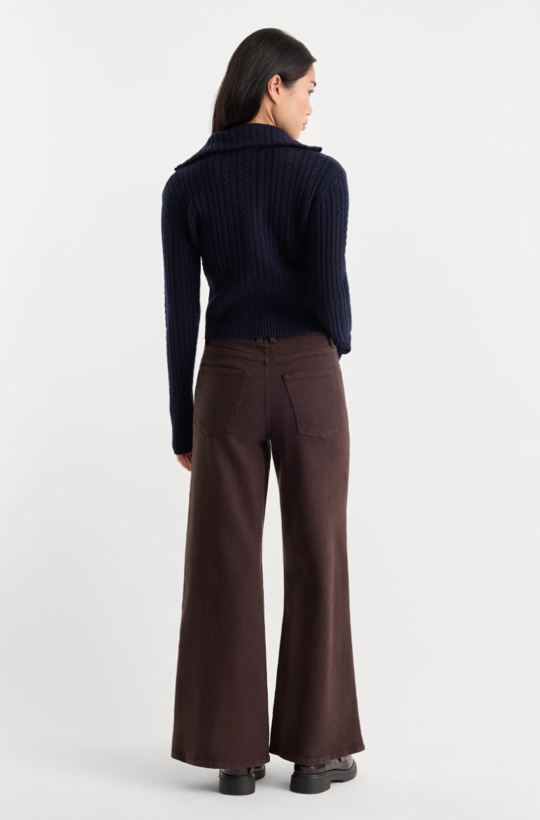Good Waist Palazzo Ankle Jeans-Espresso