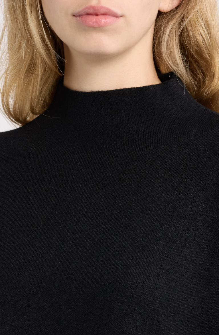 Chuck Crop Funnel Neck Sweater-Black