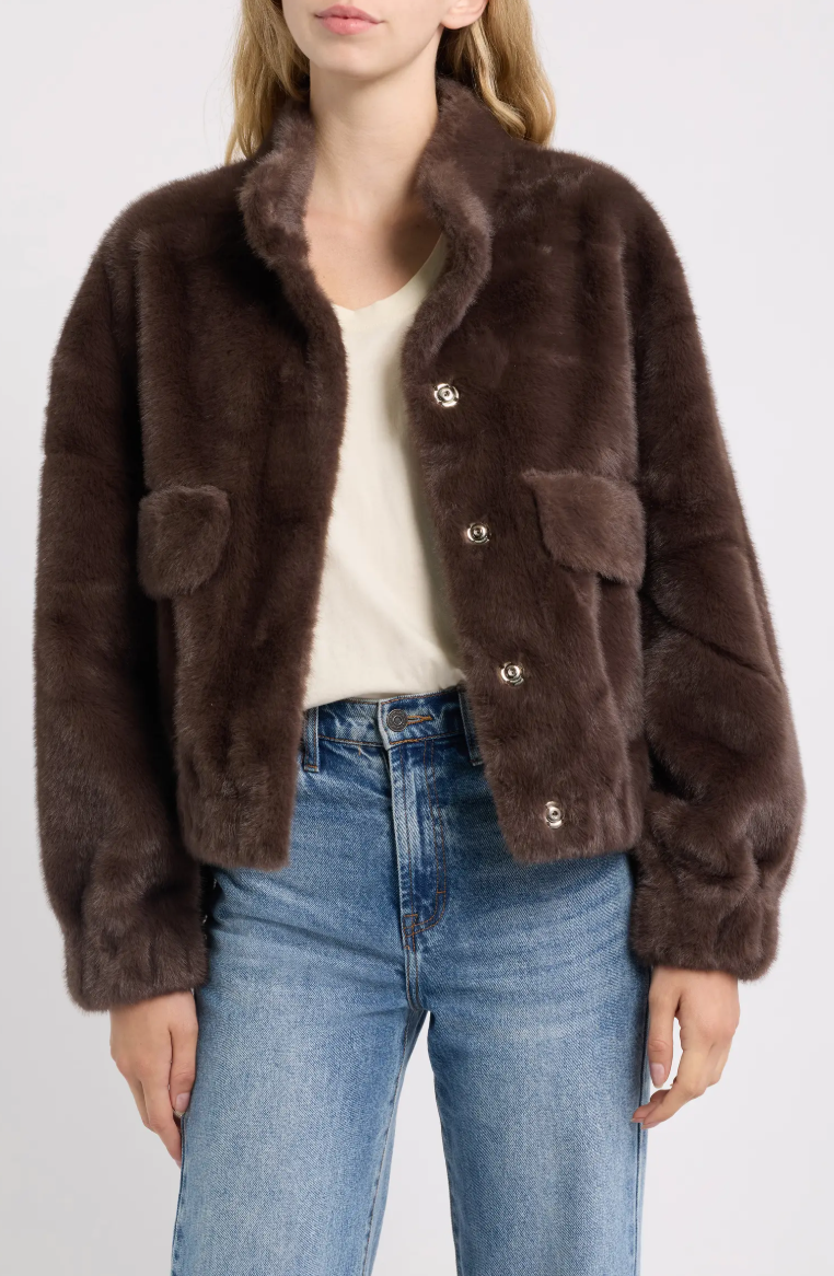 Badet Faux Fur Jacket-Chocolate