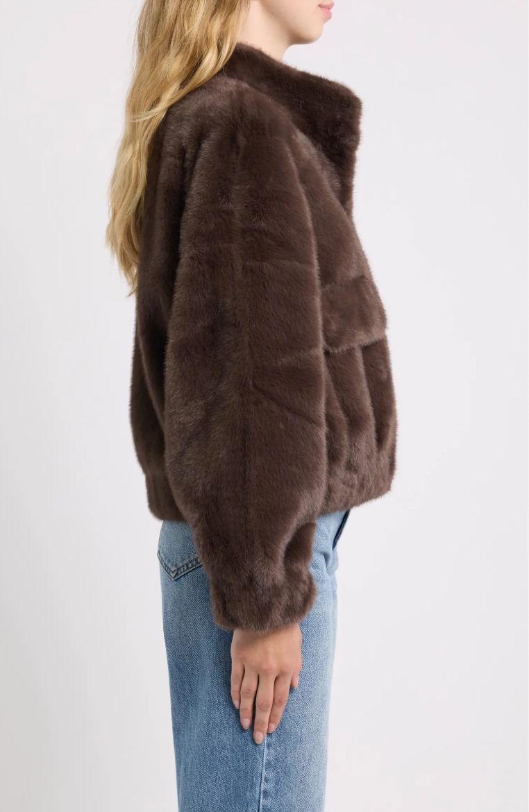 Badet Faux Fur Jacket-Chocolate
