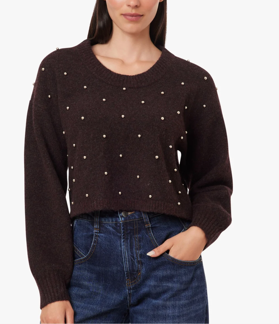 Studded Crop Sweater-Winetasting