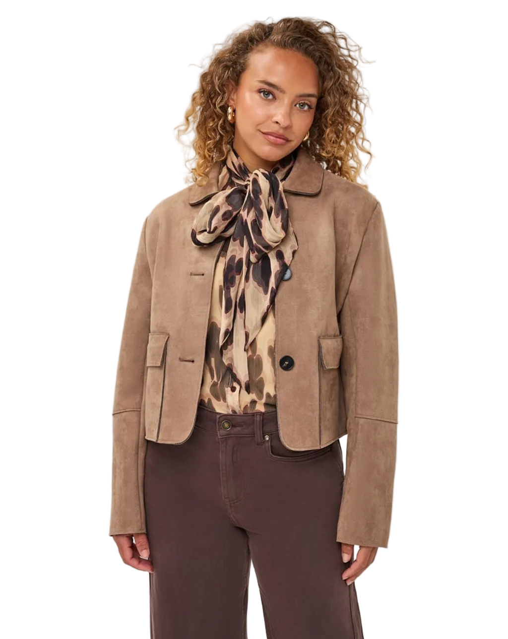 Suede Short Jacket-Sand