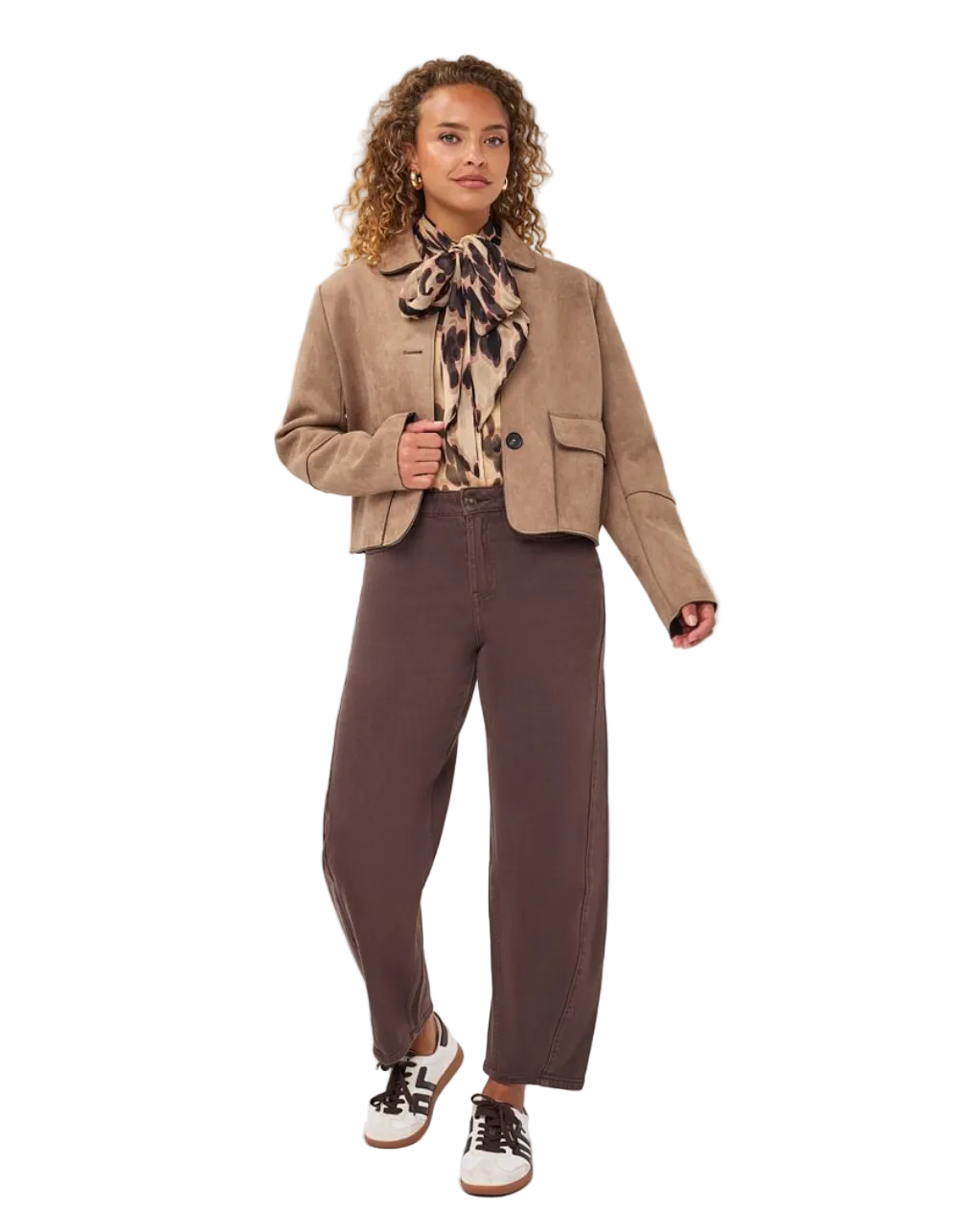 Suede Short Jacket-Sand