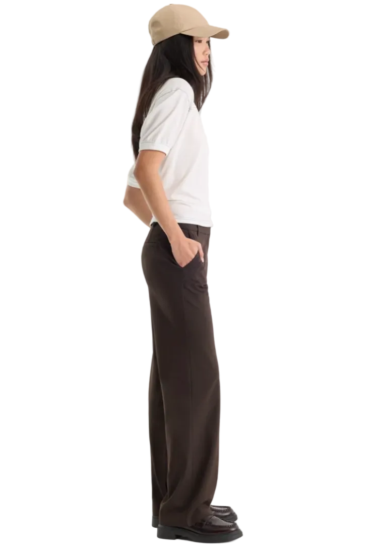 Low Rise Straight Leg Trouser-Espresso