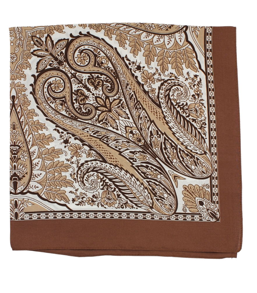 Mixed Paisley Print Scarf-Natural