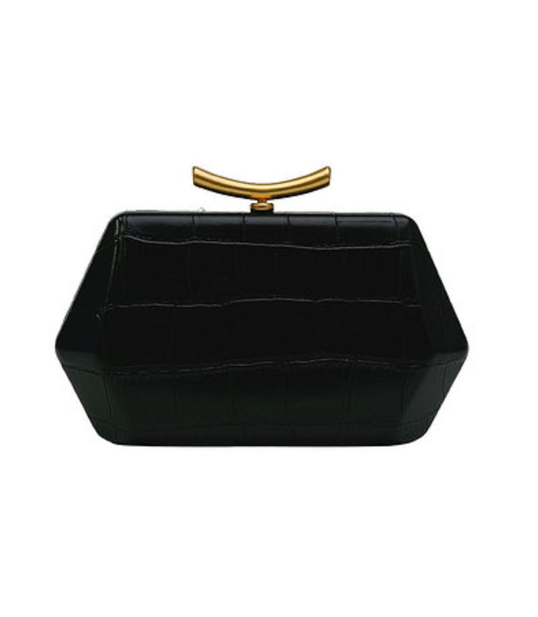 Crocodile Clutch Bag-Black