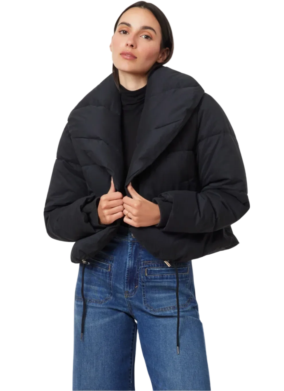Cropped Puffer Jacket-Black