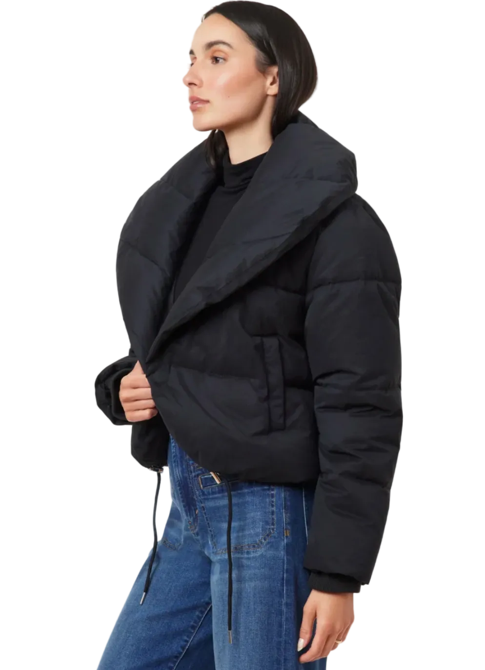 Cropped Puffer Jacket-Black