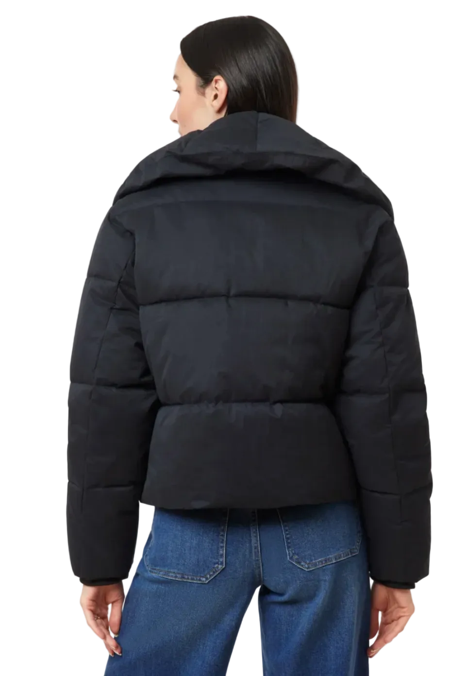 Cropped Puffer Jacket-Black