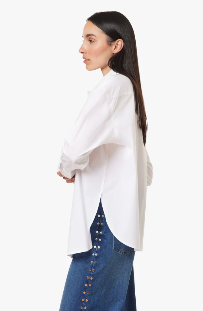 Cinched Cuff Poplin Shirt-White