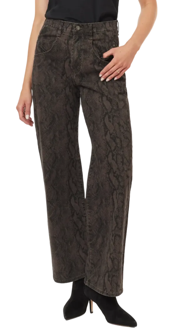 Blaine Straight Jean-Brown Snake Print
