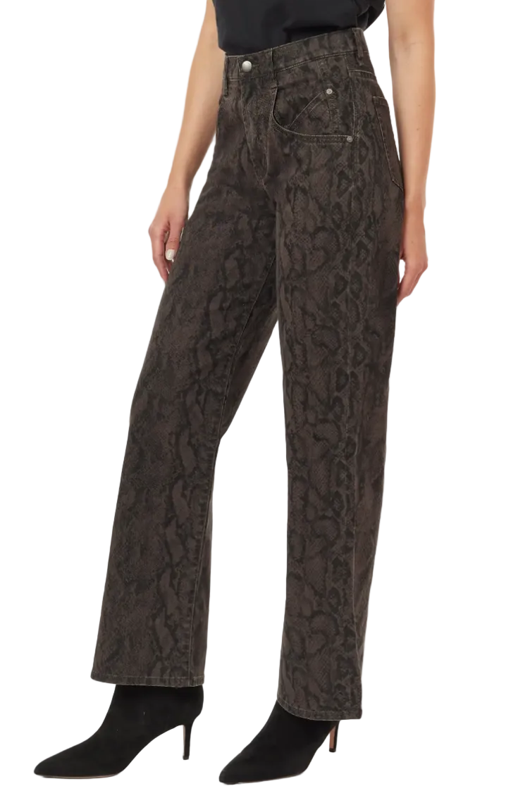 Blaine Straight Jean-Brown Snake Print