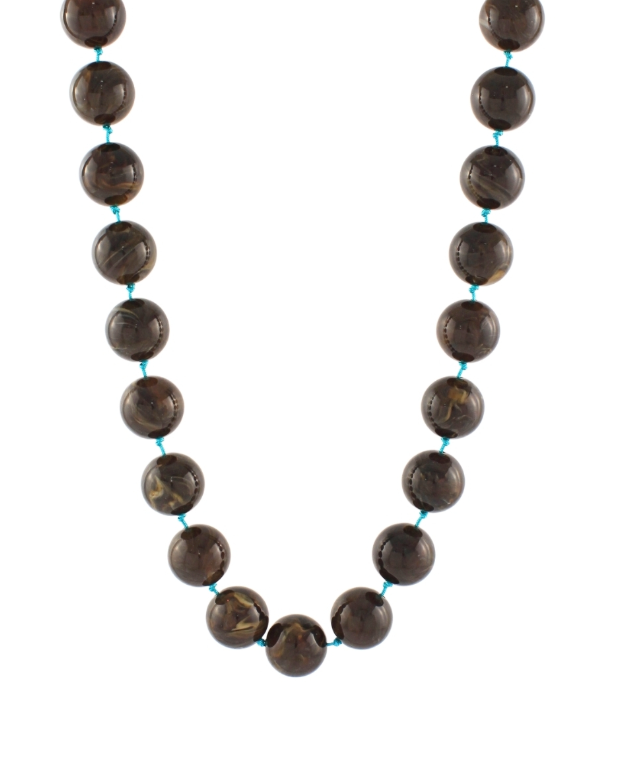 Ball and Knot Necklace-Dark Brown