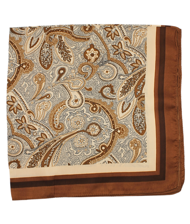 Mixed Paisley Print Scarf-Brown