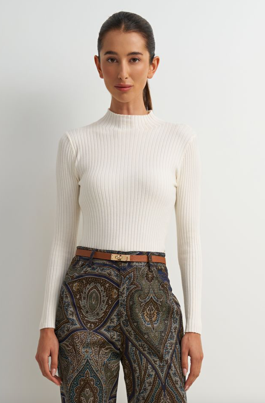 River Mock Ribbed Top-Cream