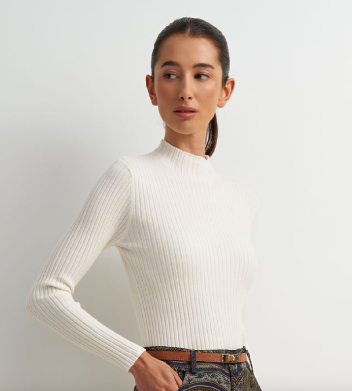 River Mock Ribbed Top-Cream