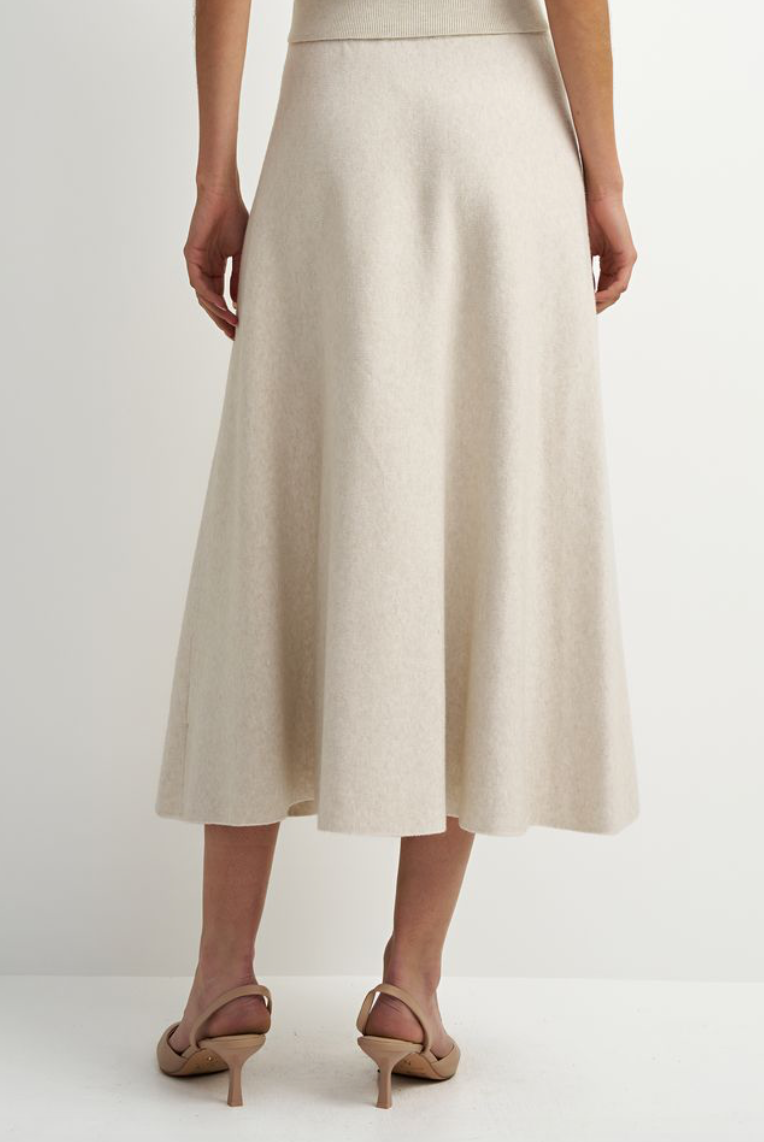 Knit Flare Skirt-Cream