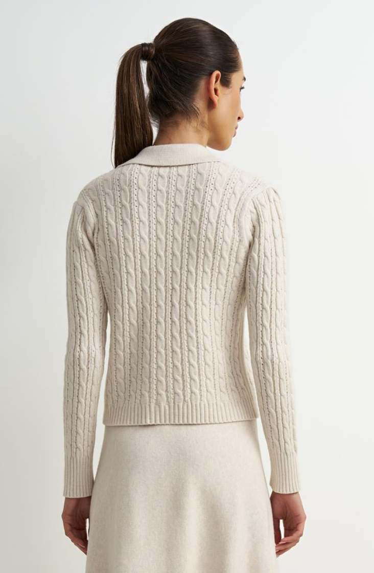 Collared Cardigan-Cream