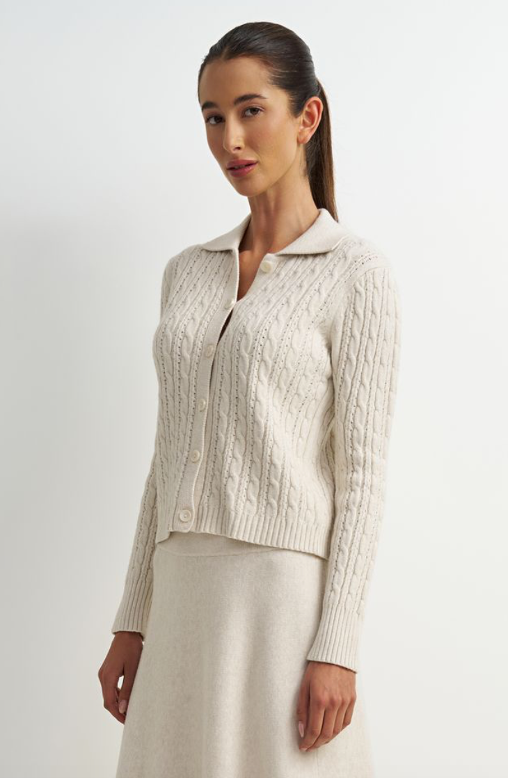 Collared Cardigan-Cream
