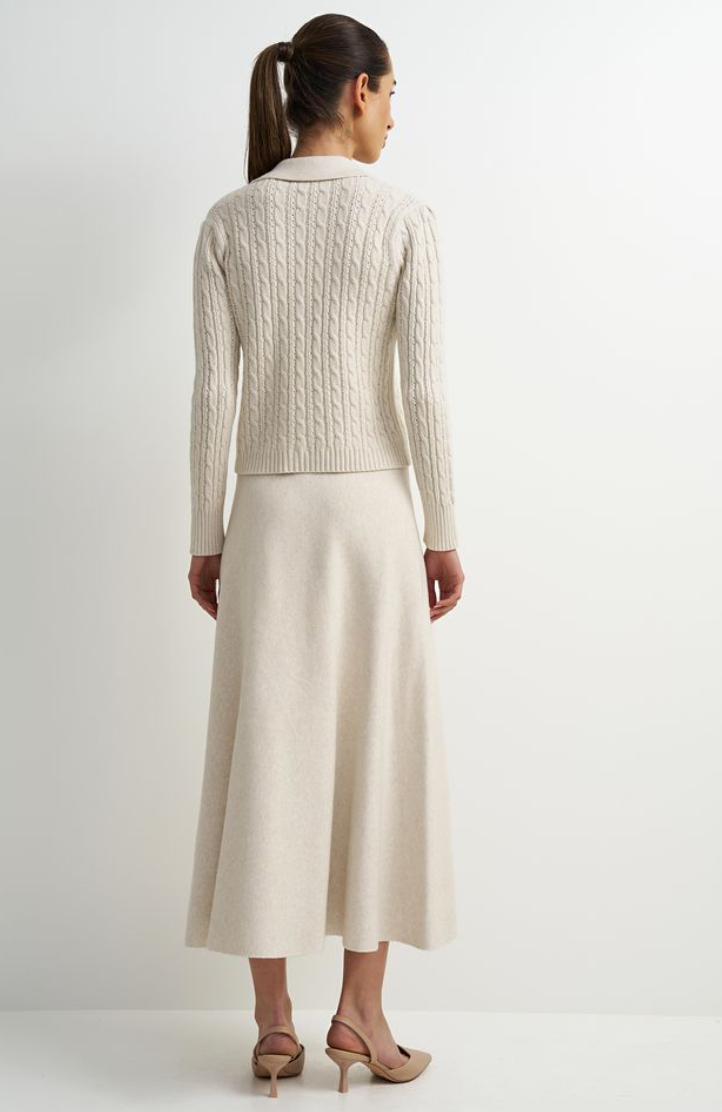 Collared Cardigan-Cream