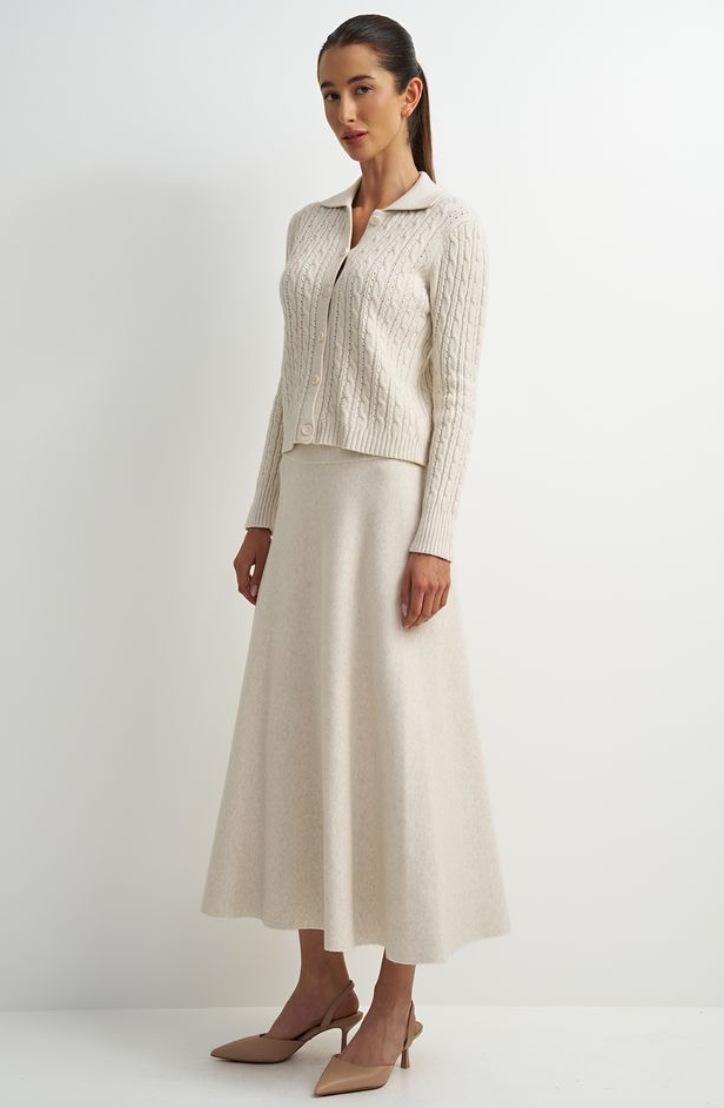 Collared Cardigan-Cream