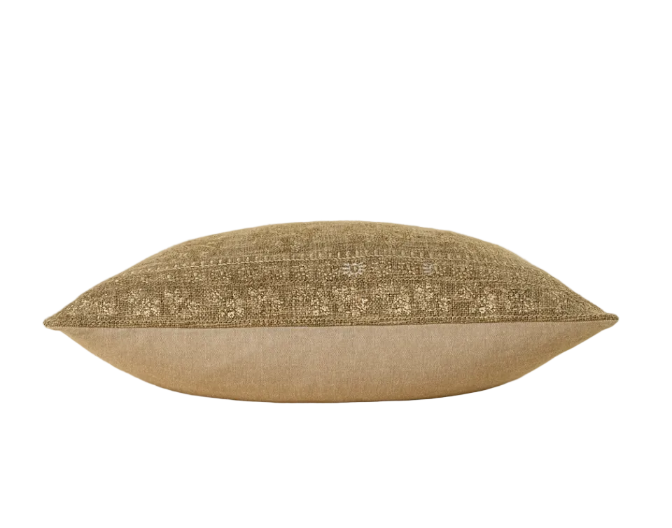 16x24 Embroidered Pillow-Taupe/Champagne