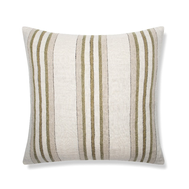22" x 22" Antwerp Striped Linen Pillow- Olive