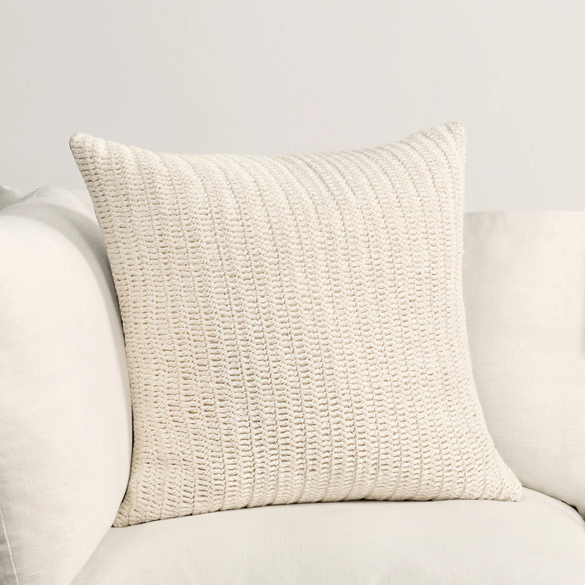 22x22 Ivory Herringbone Knit Pillow
