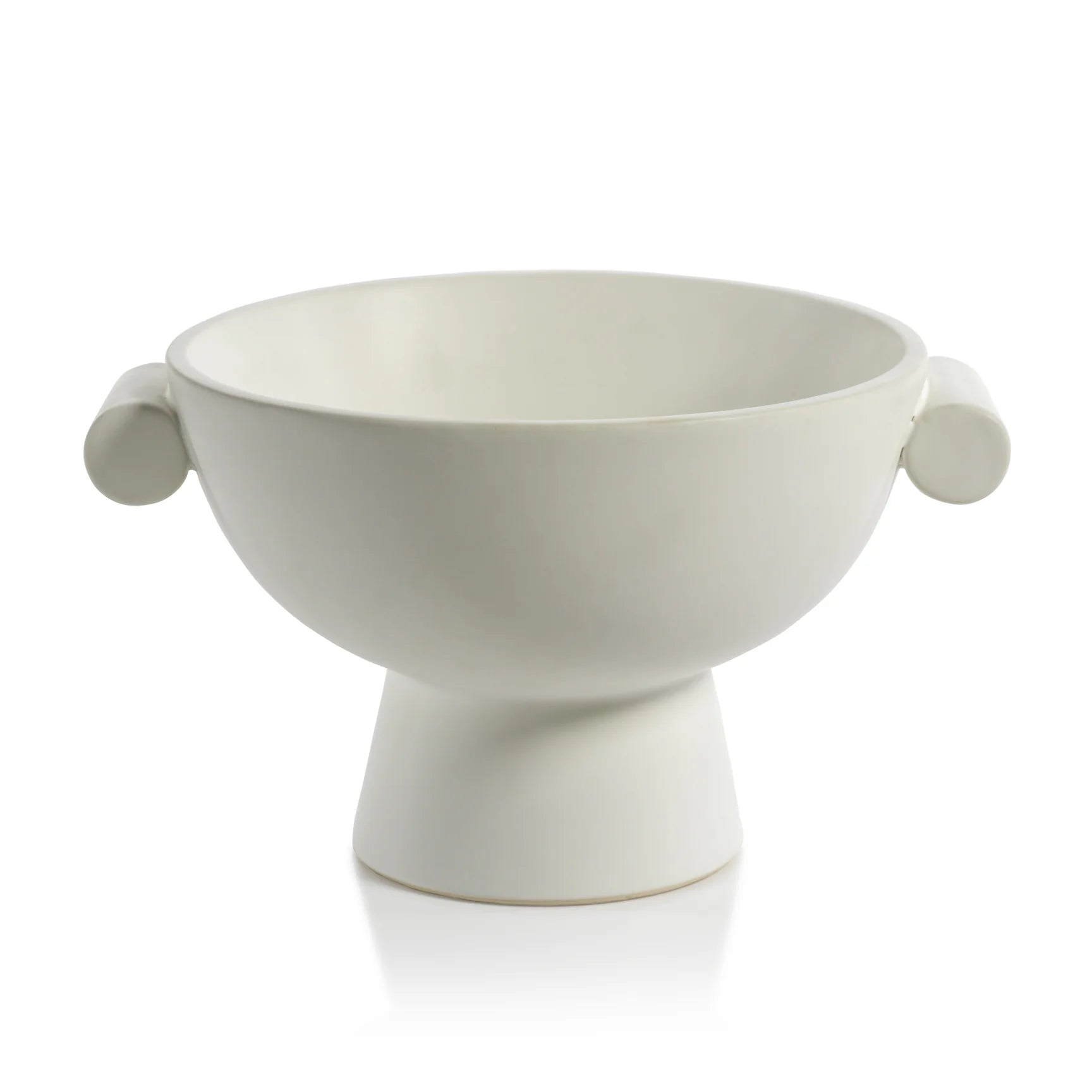 Matte White Ceramic Bowl w/ Handles