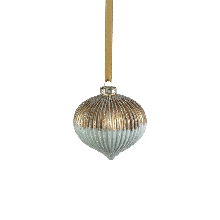 Ribbed Two-Toned Droplet Ornament