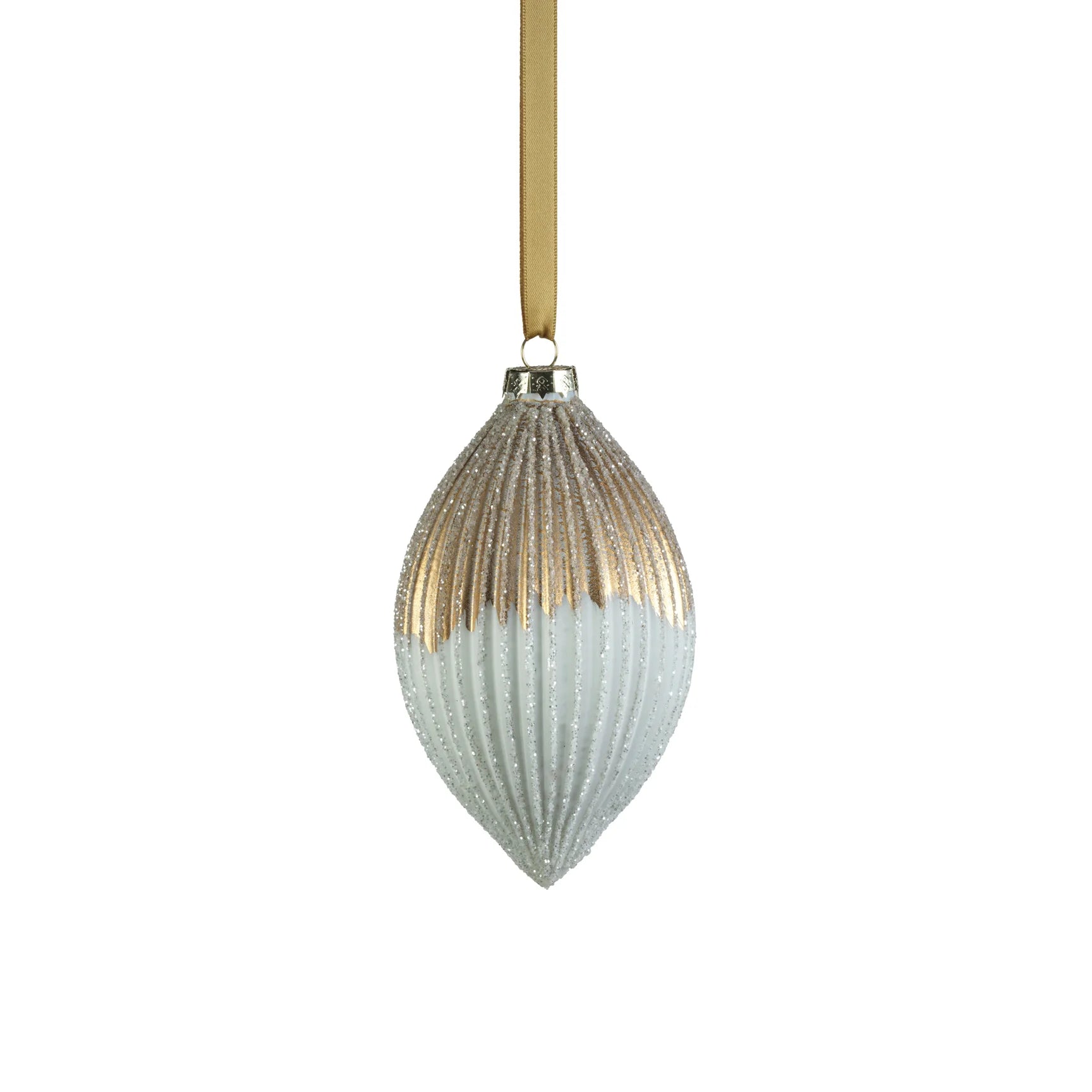 Ribbed Two-Toned Tear Drop Ornament