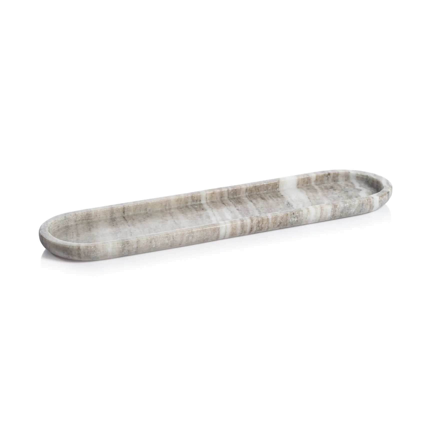 Long Oval Marble Tray-Taupe