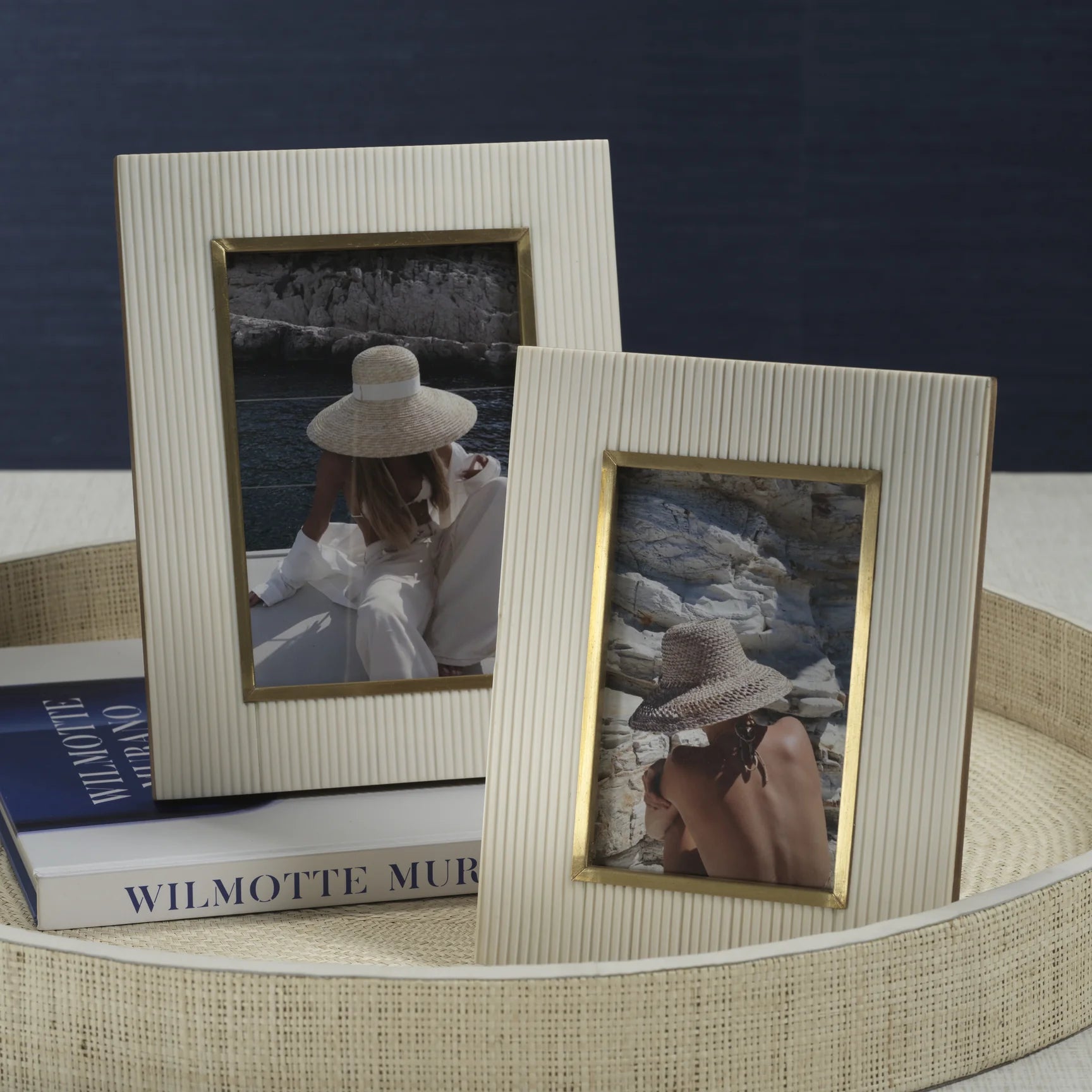 Ribbed White Frame w/ Brass Border-4x6