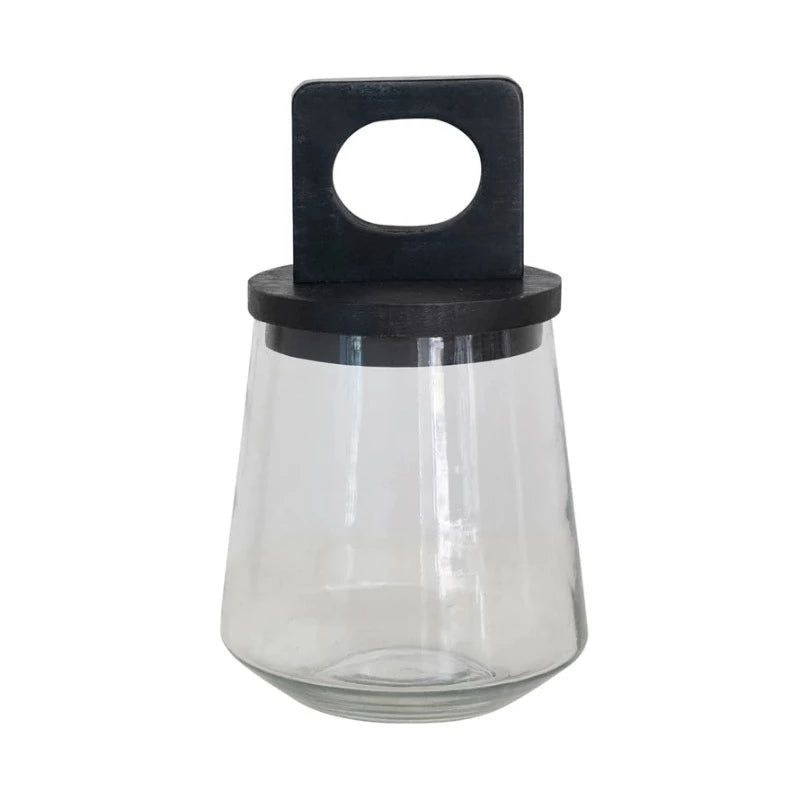 Glass Jar w/ Black Mango Lid (2 Sizes)