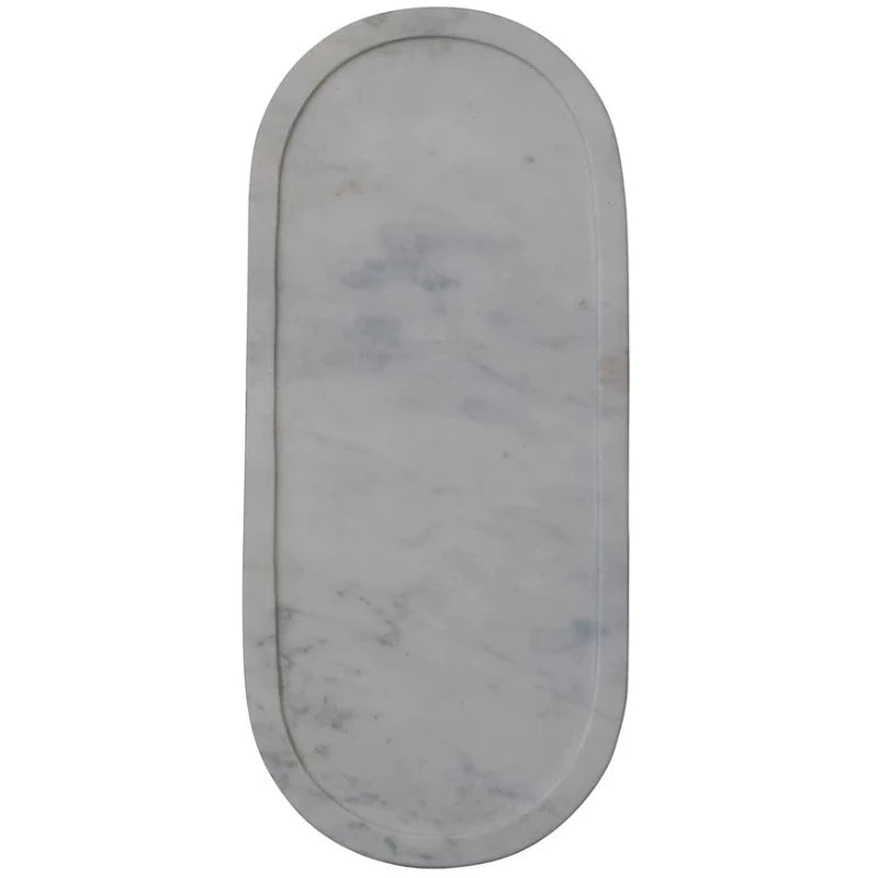 Oblong White Marble Tray