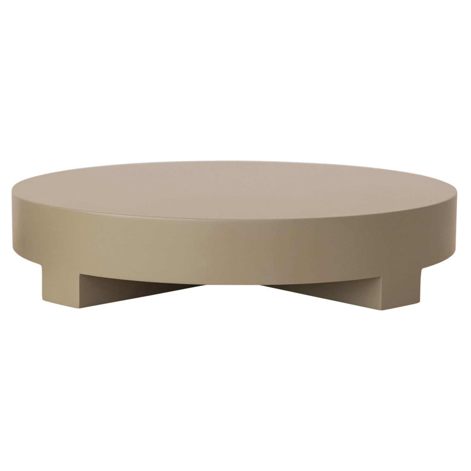 Round Lacquered Pedestal-Taupe