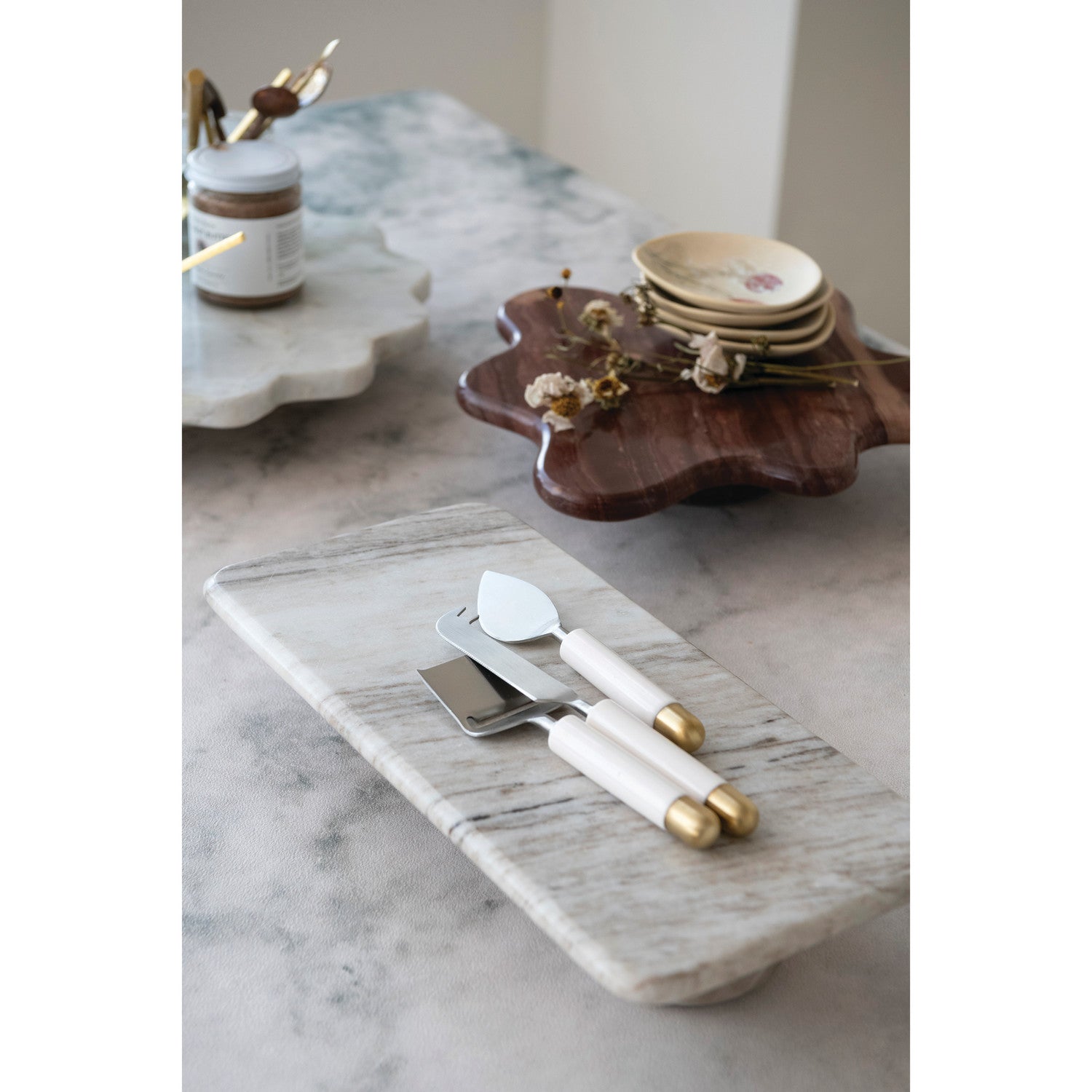 Ivory & Gold Cheese Knives (Set of 3)
