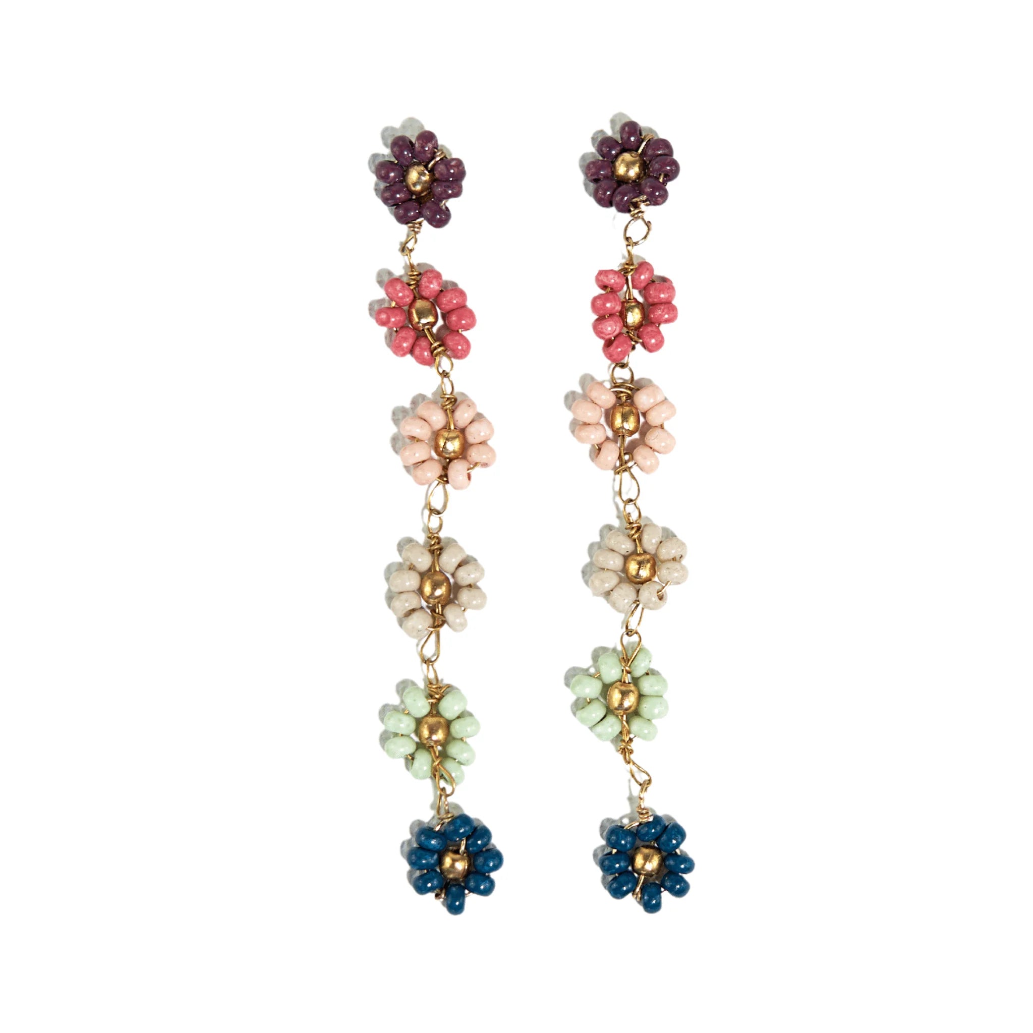 Amanda Flower Dangle Earrings-Multicolor