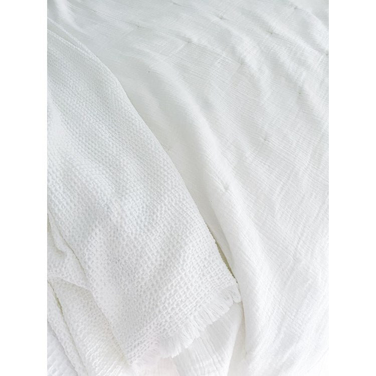 White Waffle Weave Bed Blanket (2 Sizes)