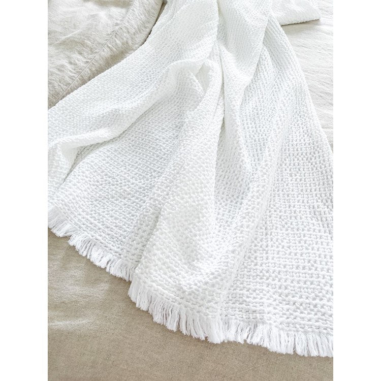 White Waffle Weave Bed Blanket (2 Sizes)