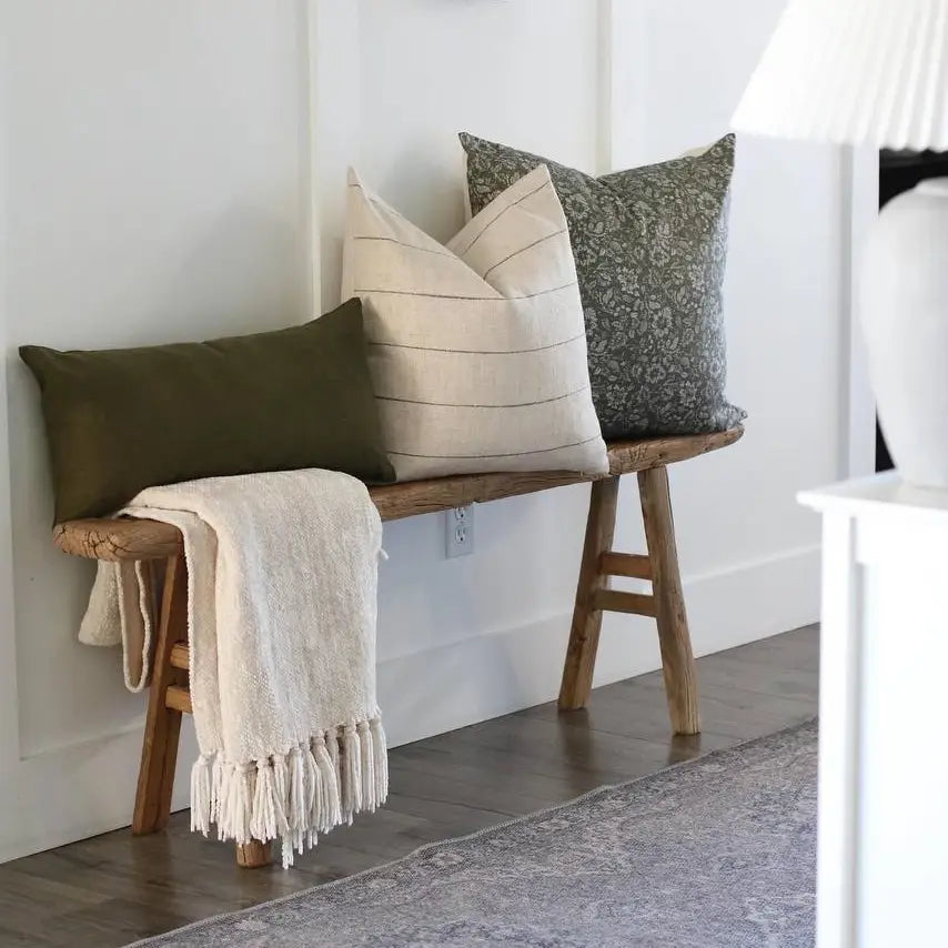 14x20 Black/Natural Striped Lumbar Pillow