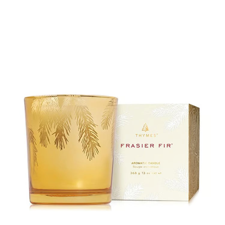 Thymes Frasier Fir Etched Gold Candle-13oz
