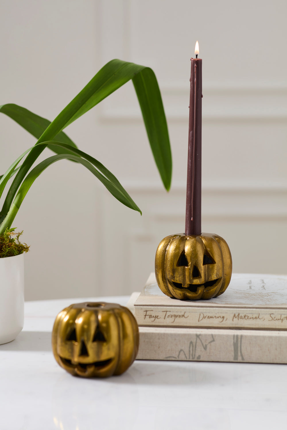 Carved Pumpkin Candle Holder